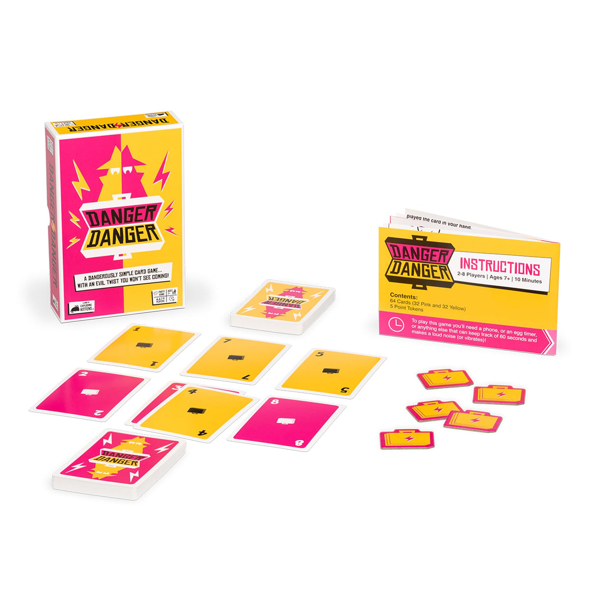 Exploding Kittens Danger Danger: Fast-Paced Team Card Game for 2-8 Players | Ages 7+ | 10-Minute Rounds