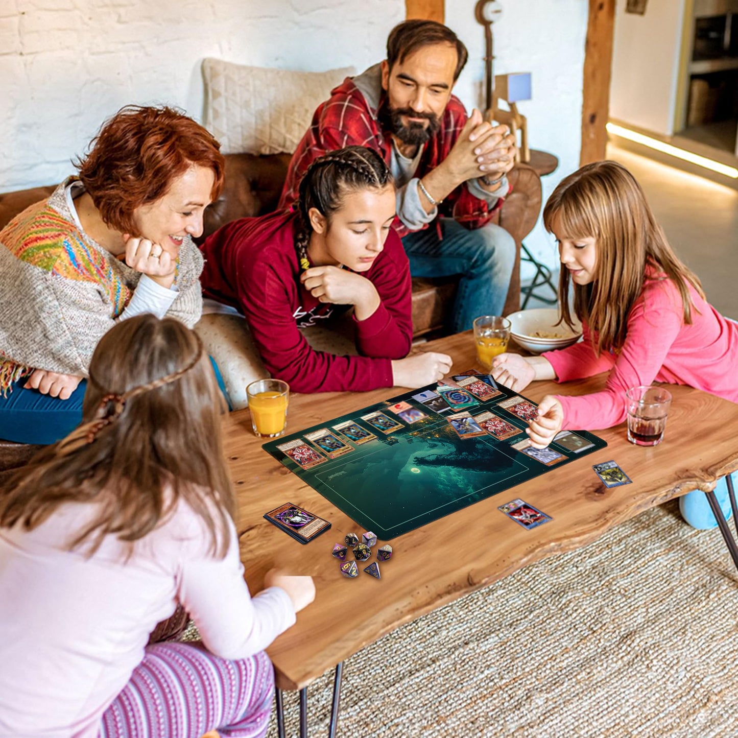 Extalas MTG Playmat with Storage Tube & 7 Dice | Waterproof, Non-Slip, Edge-Locking 24x14 in (Greenery)