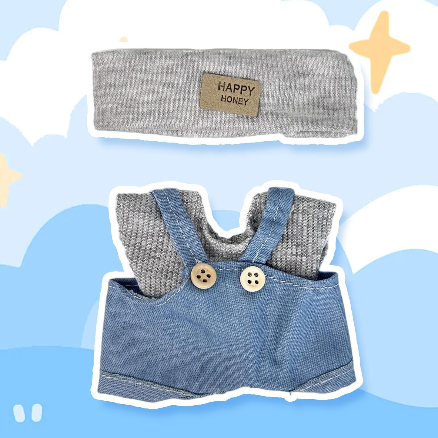 Eyancotoi 17cm Doll Clothes Set – Hat, Sweater & Suspenders (Style 5)