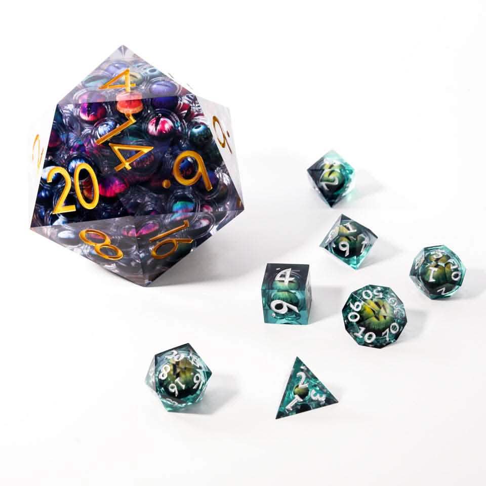 Eyes of Chaos | Liquid Core Dice | Resin | Single Giant D20