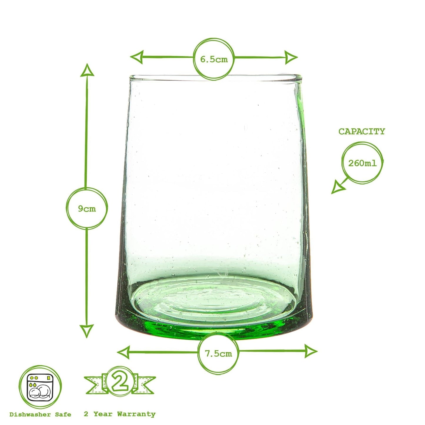 260ml Merzouga Recycled Tumbler Glasses - Pack of Six