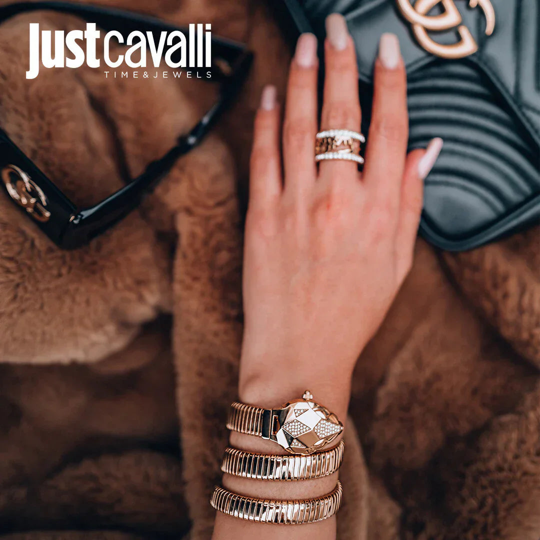 Just Cavalli Women's Gold Stainless Steel Watch, Champagne Dial | Jc1l073m0025