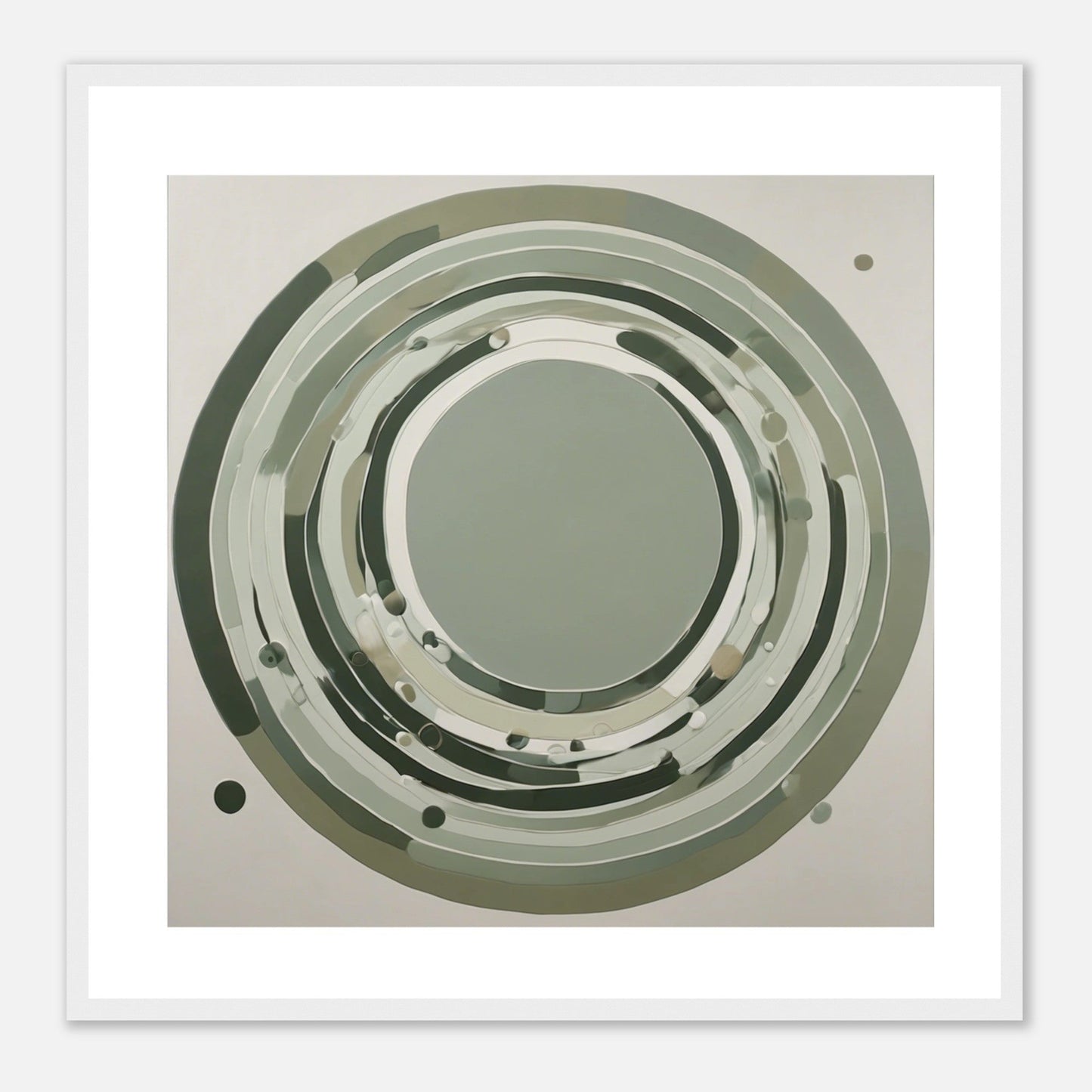 Sage Green Circular Abstract Framed Poster – Minimalist Geometric Wall Art