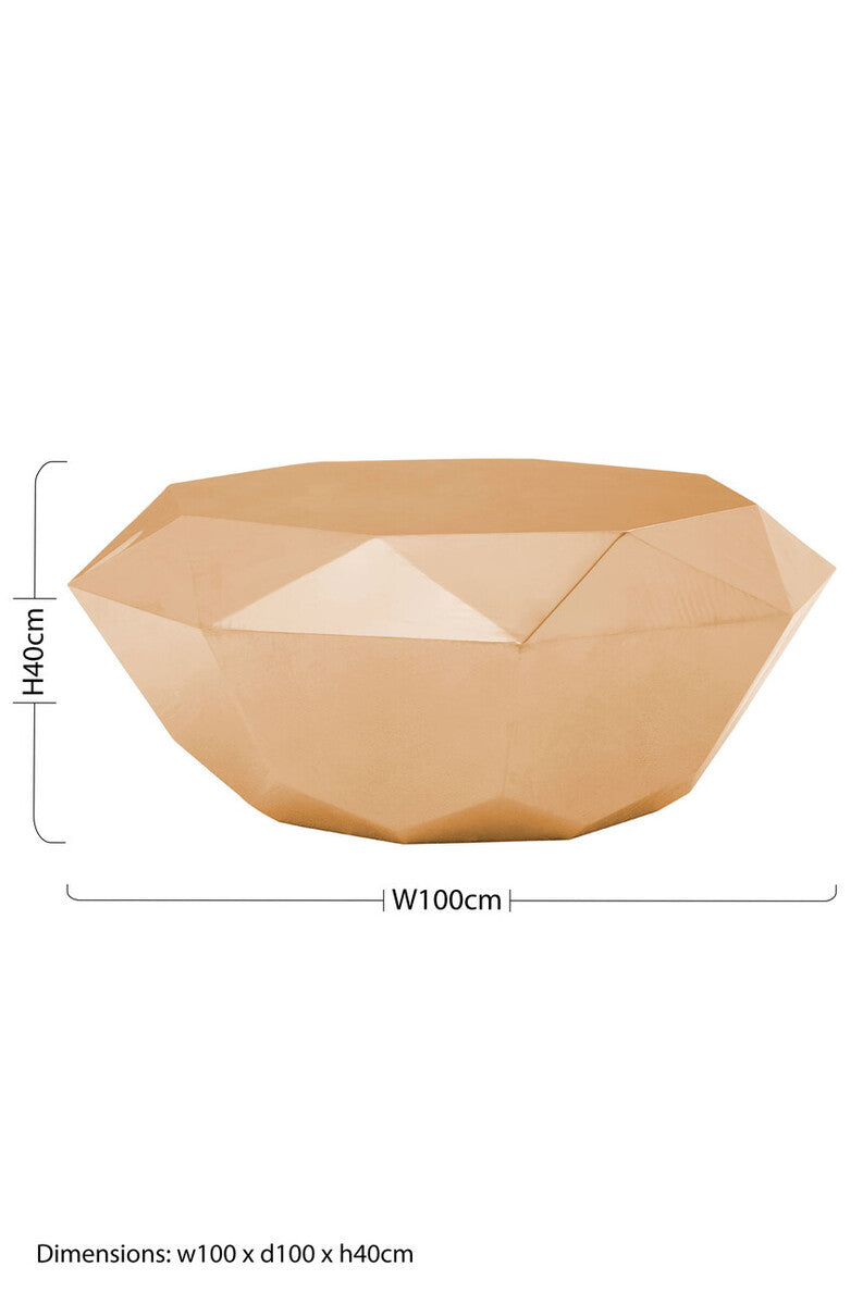 Allure Rose Gold Finish Diamond Cut Coffee Table