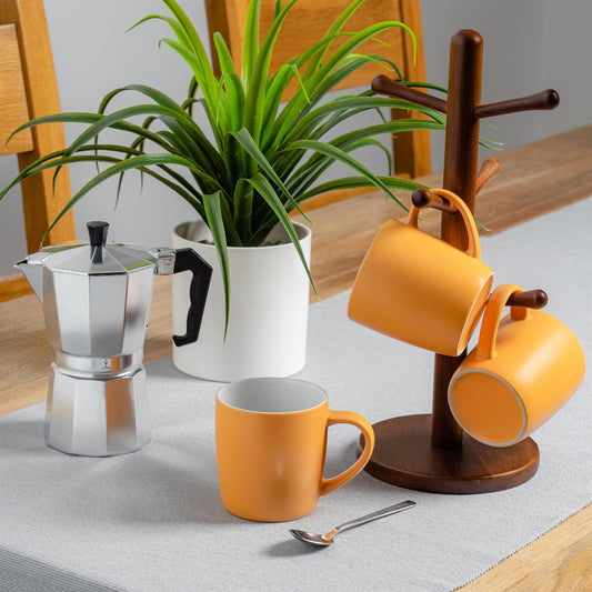 350ml Matt Yellow Coloured Coffee Mugs - Pack of Six
