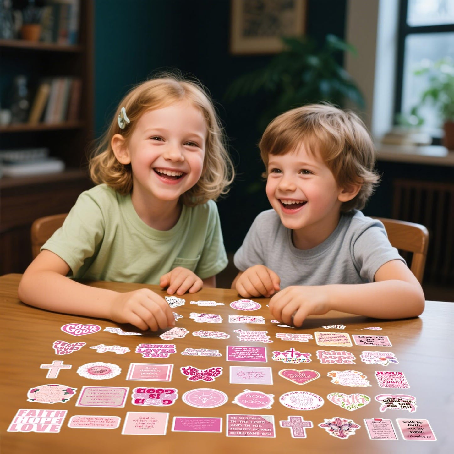 FAAFRW 100 Pcs Bible Verse Stickers – Pink Christian Vinyl for Water Bottles, Laptops & More
