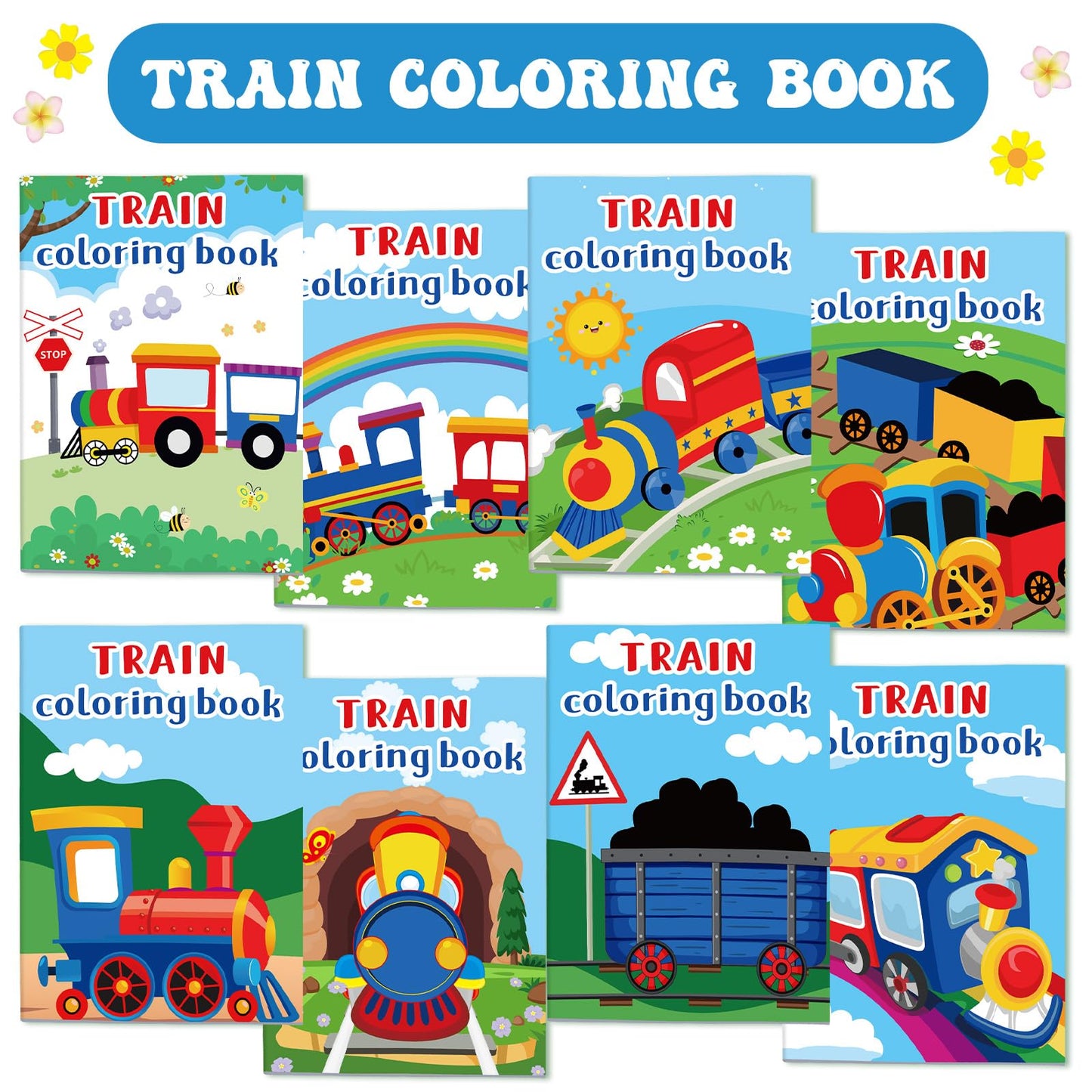 Faccito 24 Pcs Train Coloring Books – Bulk Party Favors & Mini DIY Art Books