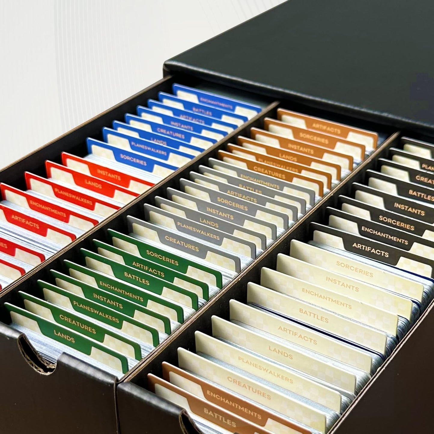 Fageverld MTG Card Dividers – 224 Colorful Dividers for MTG Storage Boxes and Deck Boxes, 4-Pack Set