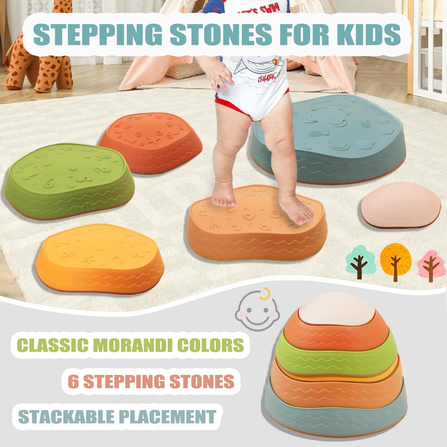 Fanboxk Stepping Stones for Kids | Non-Slip Balance & Coordination Toy (Ages 3–8)