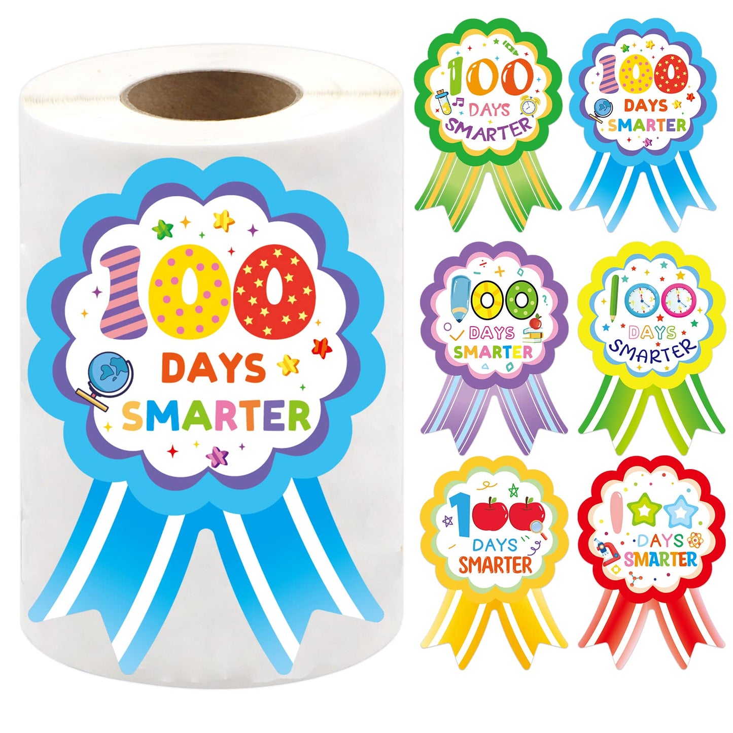Fancy Land 100th Day of School Stickers – 200pcs, 100 Days Smarter Rewards