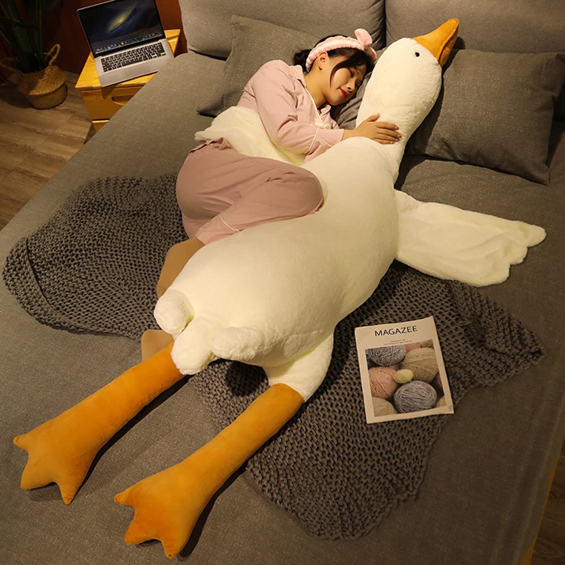 FANGYU Goose Stuffed Animal Pillow Toy – Giant White Goose Plush, Oversized Hug Pillow