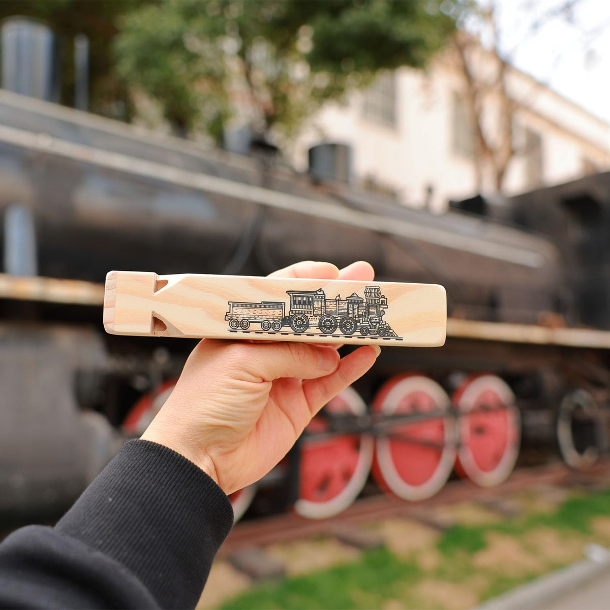 Fartime Wooden Train Whistle – 4-Tone Toddler Toy with Gift Box & Blast Chart