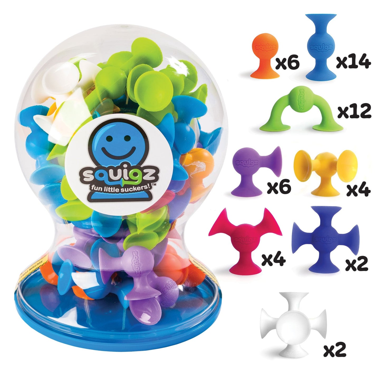 Fat Brain Toys Squigz Deluxe Set – 50-Piece Suction Toys for Kids 3+