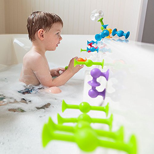Fat Brain Toys Squigz Starter Set – 24-Piece Suction Bath Toys for Sensory Play, Ages 3+