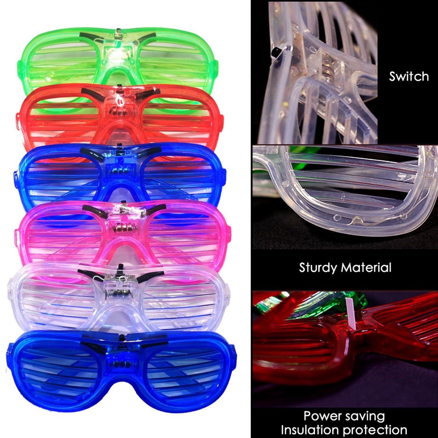 FathiSooc 35-Pack LED Glow Glasses – 5 Neon Colors for Parties, Festivals & Cosplay