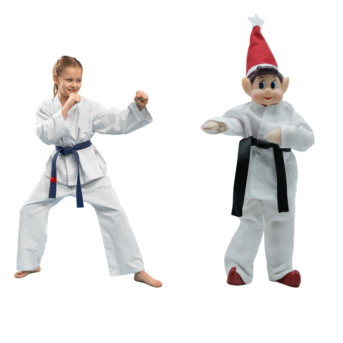 Fayelfland Taekwondo Couture for 12-Inch Elf Dolls – Easy Wear, 3 Belt Colors, Doll Not Included