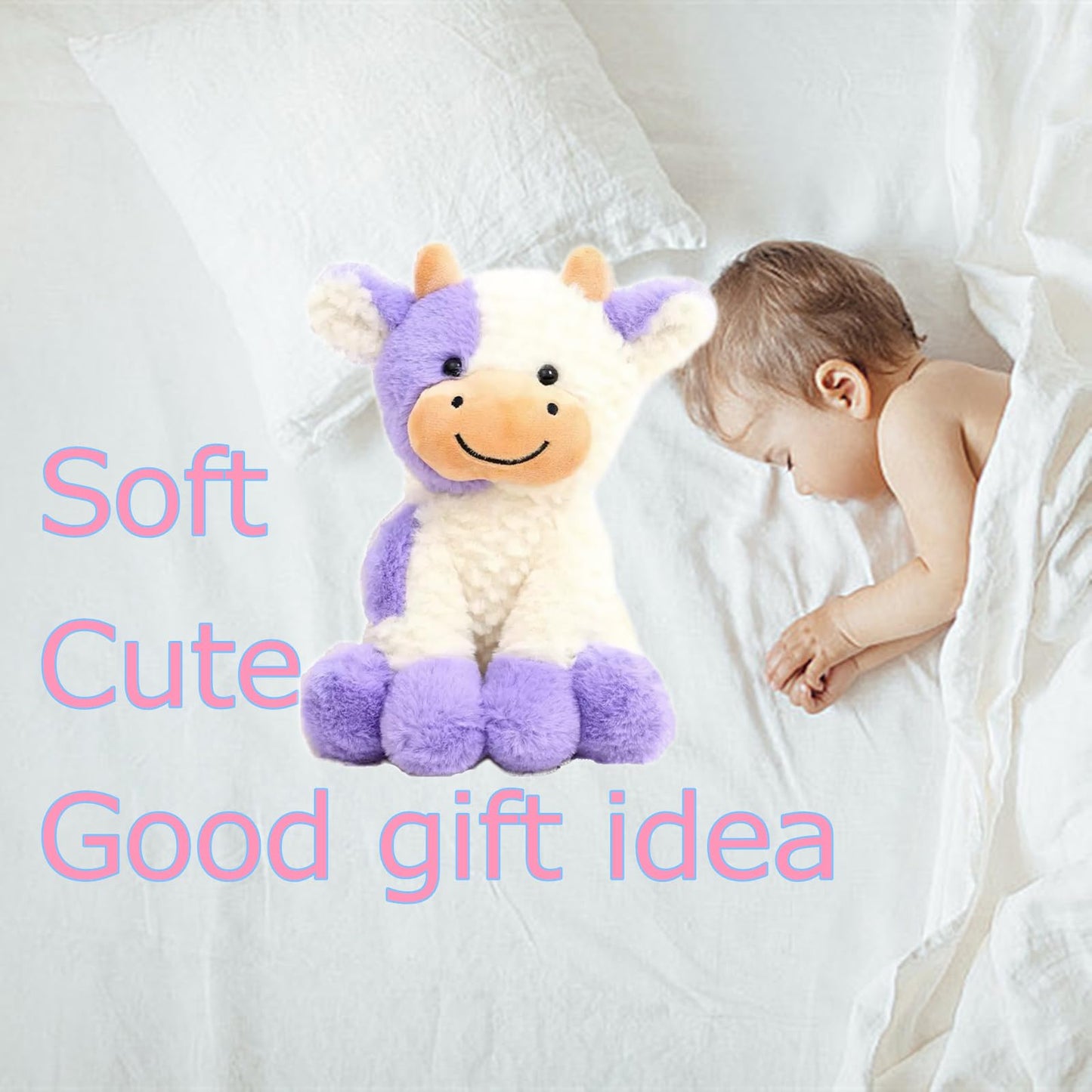 FAYUAKU 9-Inch Purple Cow Plush Doll – Soft Cow Stuffed Animal for Kids