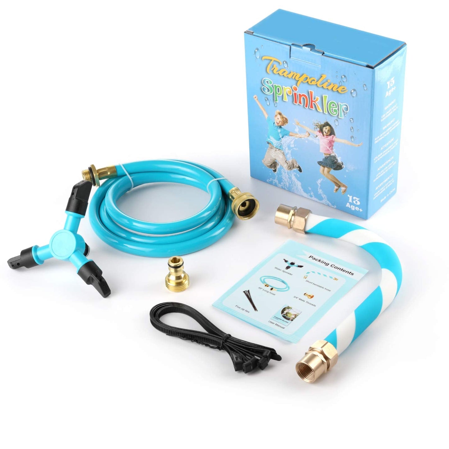 FCLLD Trampoline Sprinkler for Kids – 12 Nozzles, 3 Rotating Arms (Blue)