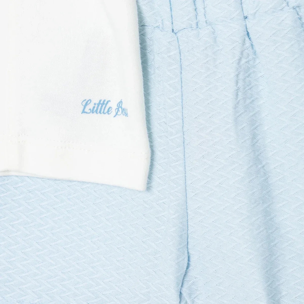 Bebetto Boys T-shirt & Shorts Set Snap Fastening Little Boss Shirt Collar Short Length Short Sleeve - Blue