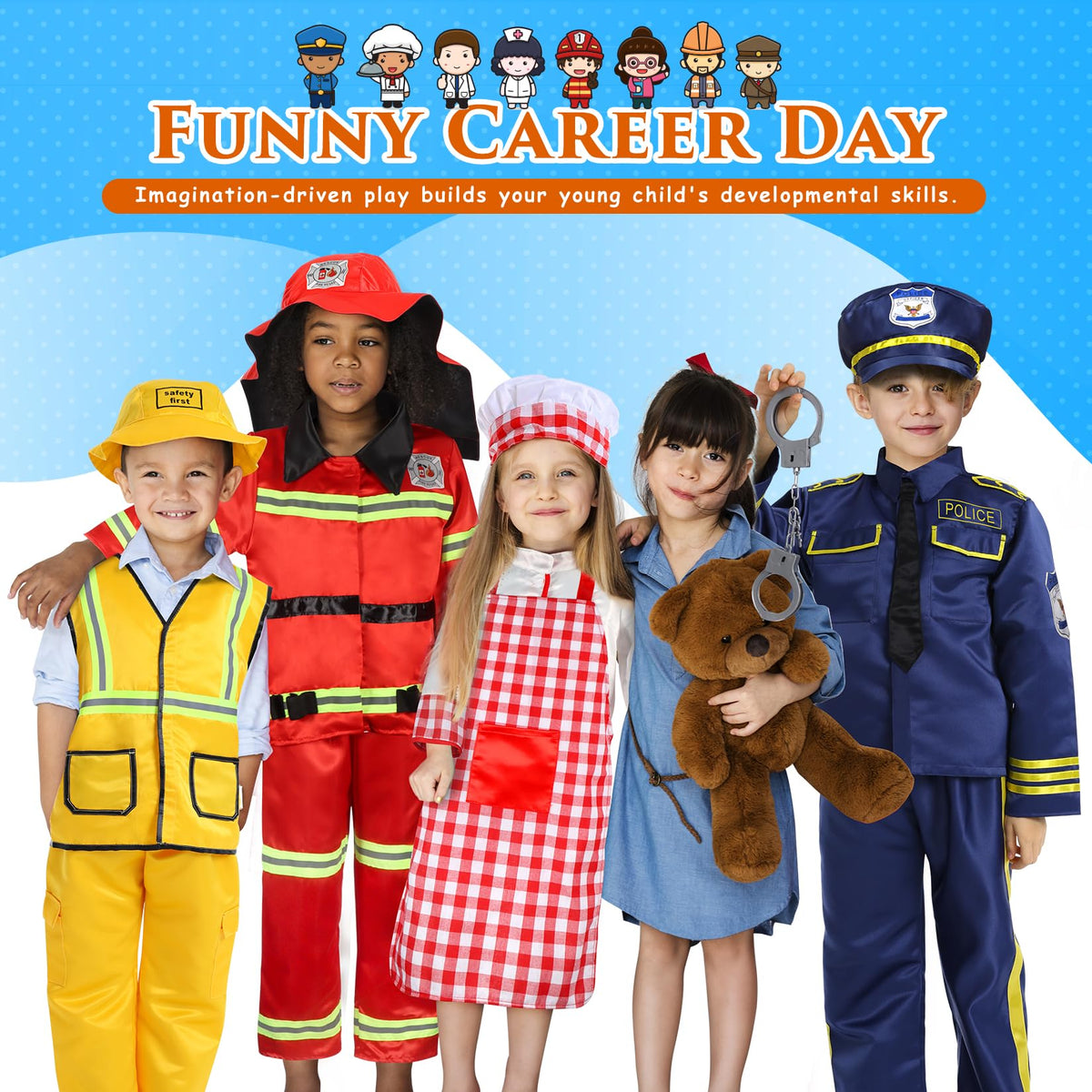 Fedio 14Pcs Toddler Dress Up Set – 4 Costumes for 3–6 Years