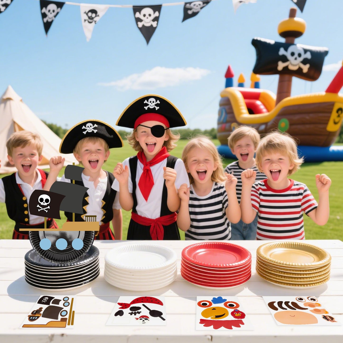 Fegat Pirate Paper Plate Craft Kit – 24 Pack DIY Pirate Arts & Crafts for Kids