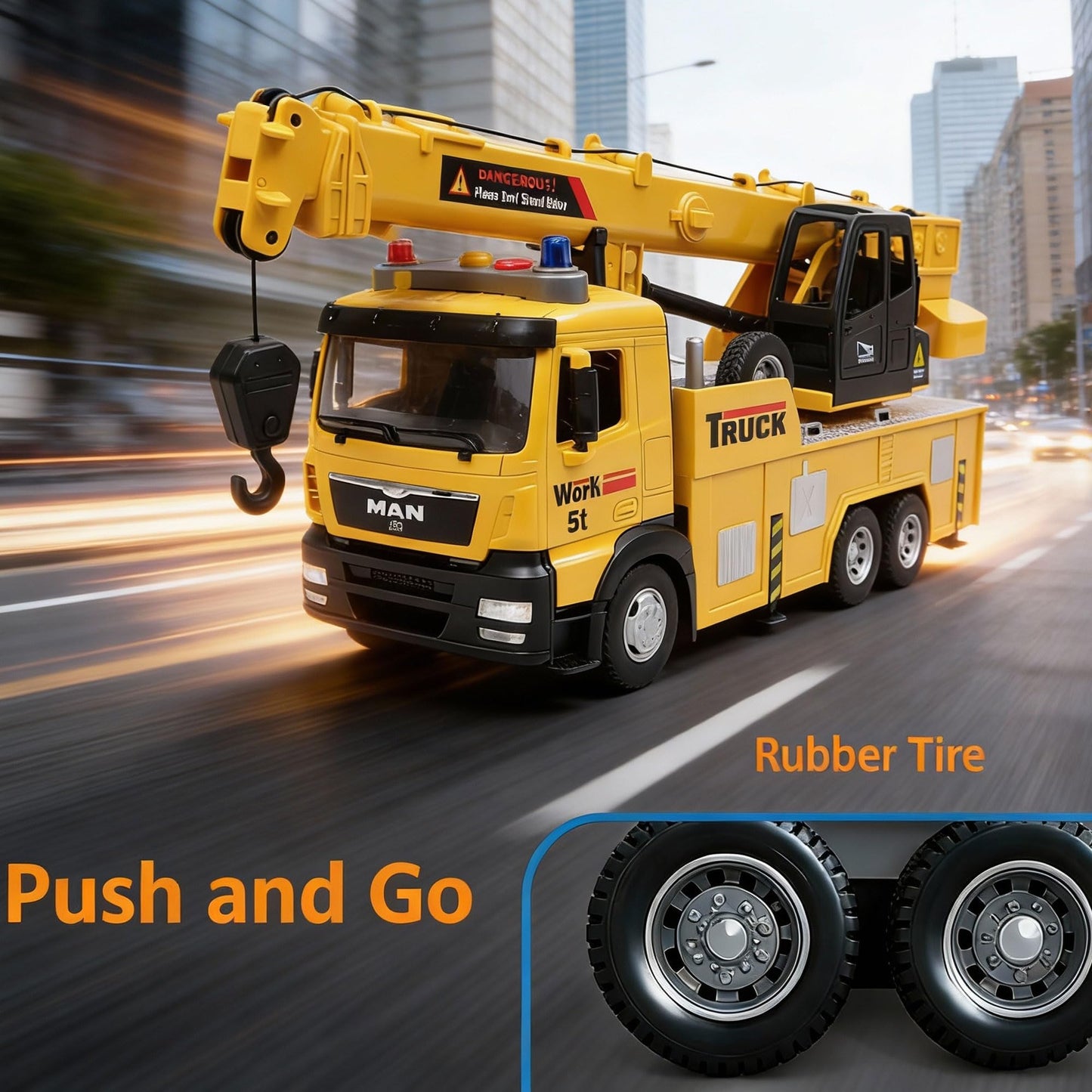 FEIDAMA 1:64 Mobile Crane Toy – 5t Capacity, Light & Sound, Alloy Construction Vehicle for Ages 3–7