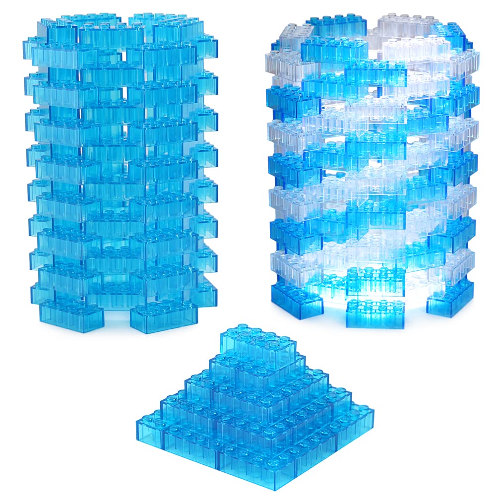 Feleph 320-Piece Transparent Medium Blue 2x4 Bricks – Compatible with 3001 Major Brands