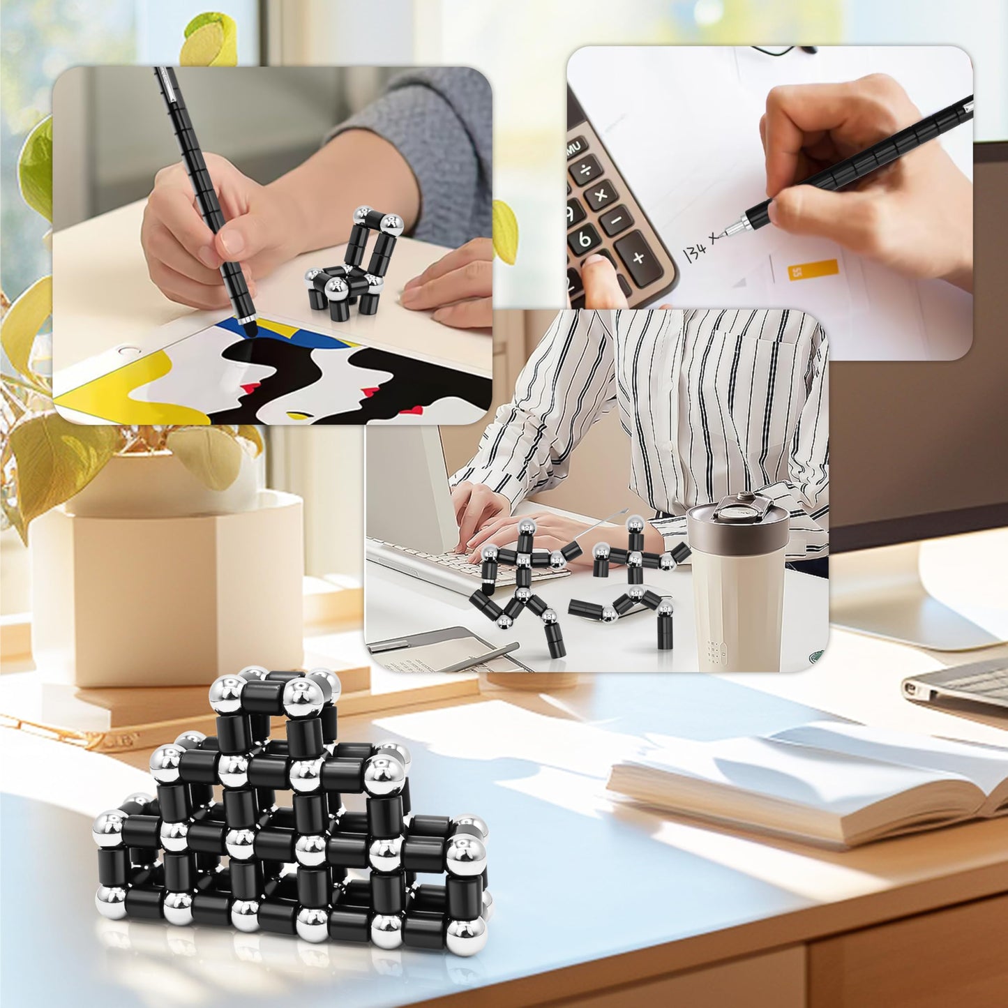 Felikray Magnetic Fidget Pen – Black Deformation Toy for Teens & Adults