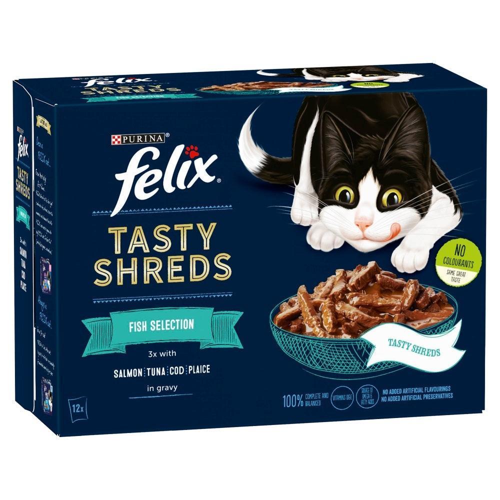 Felix Pouches Tasty Shreds Fish Selection in Gravy 12 x 80g