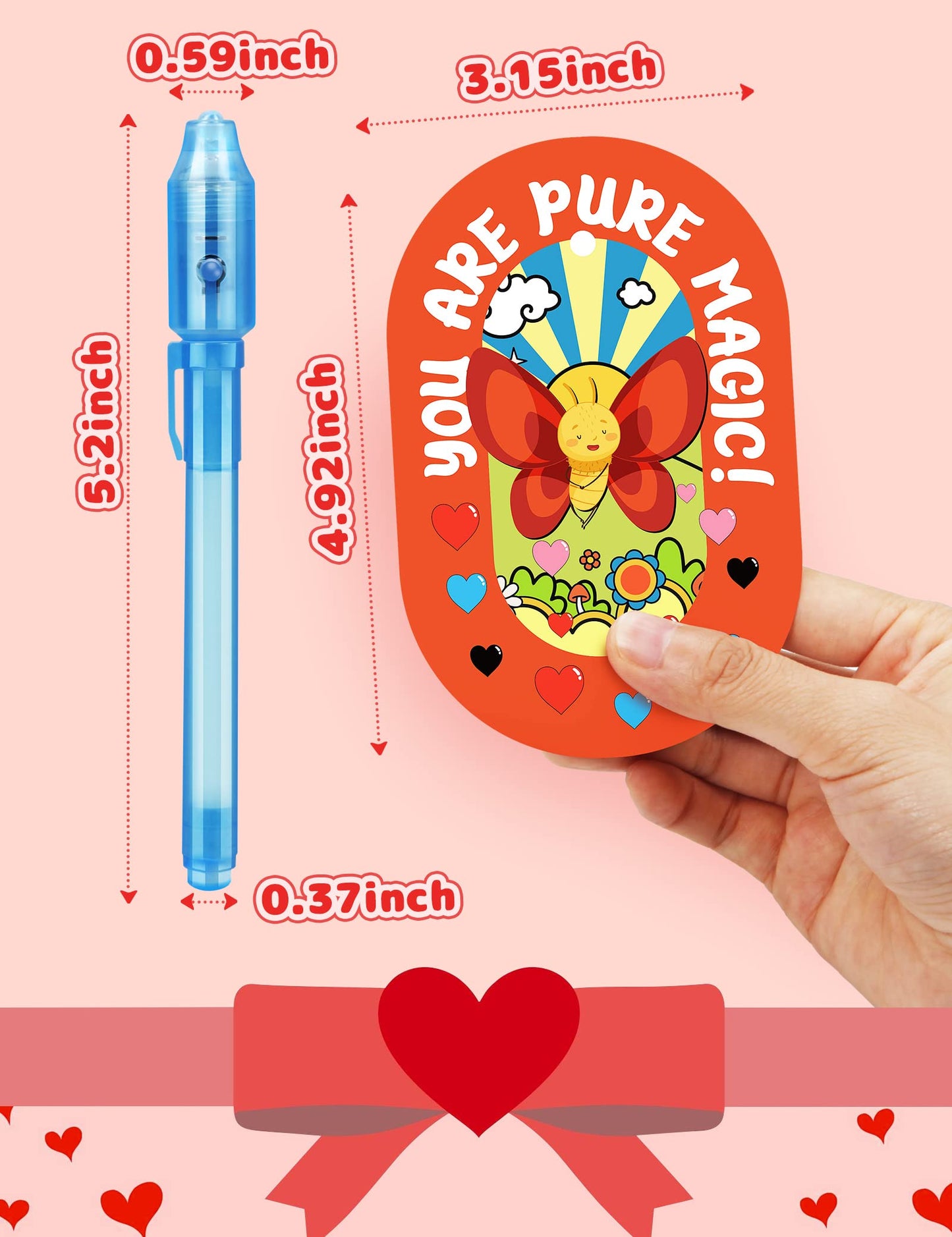 Feltom 28-Pack Valentines Gifts for Kids – Invisible Ink Spy Pens & Cards