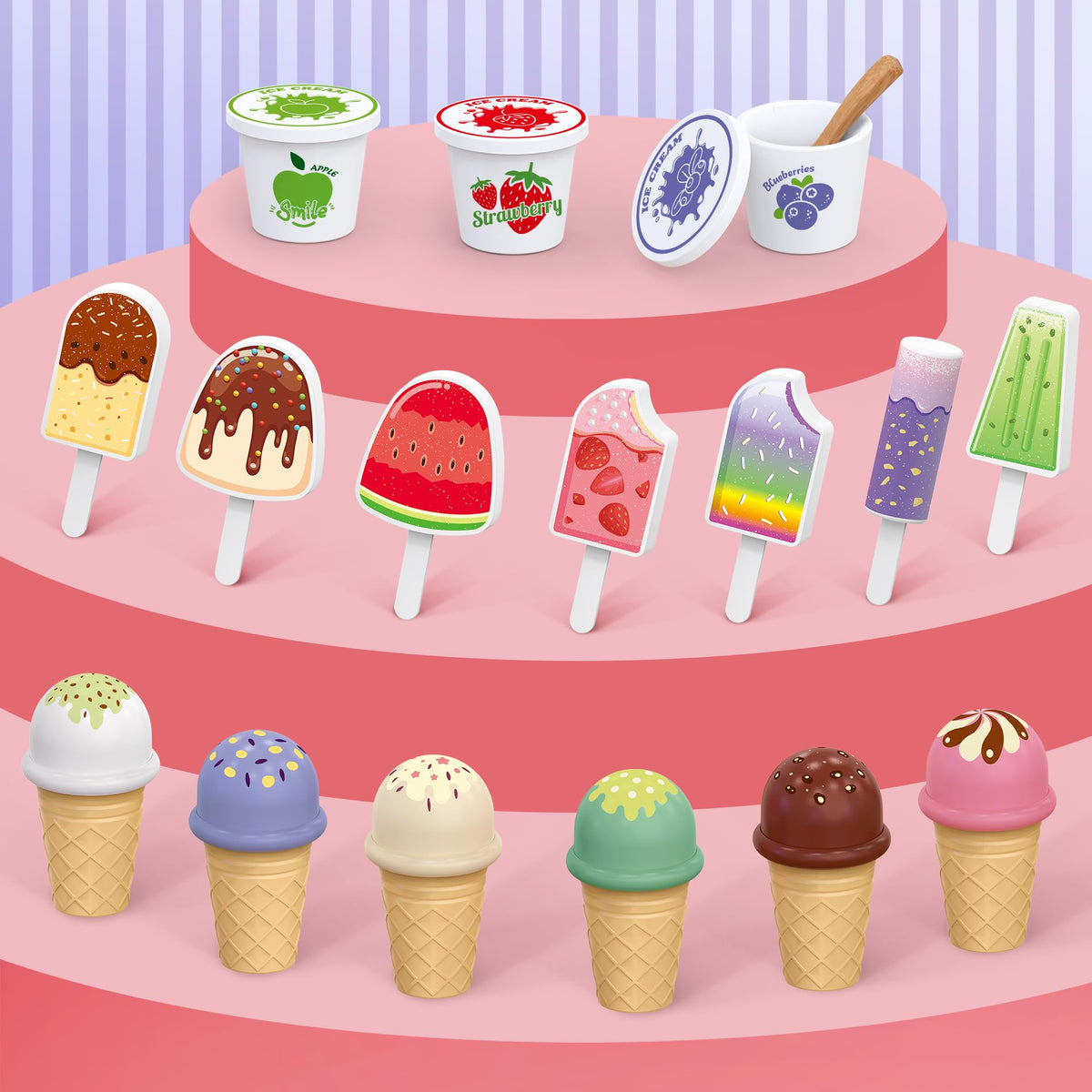 FENYAN Ice Cream Play Set - Pretend Store for Toddlers 3-8 - 47-Piece Educational Toy