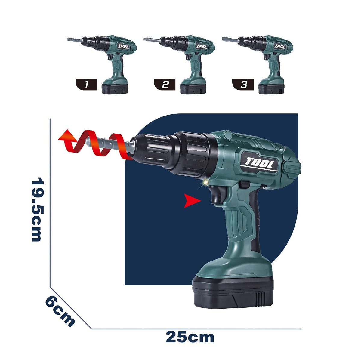 Ferthor Fun Electronic Power Drill Toy Set – Safe, Realistic Pretend Tools for Kids