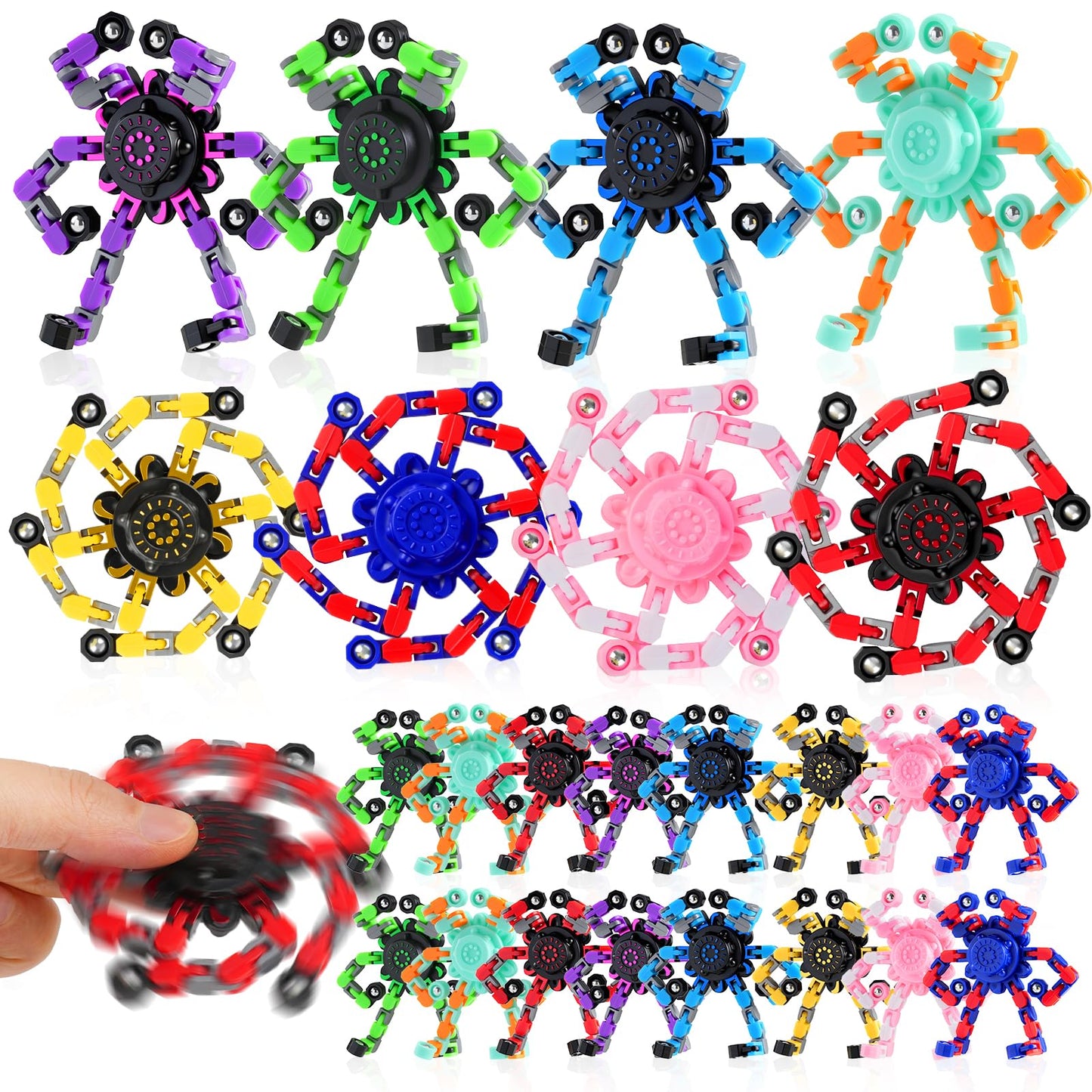 FGYLYOX 24Pcs Transformable Fidget Spinners – Robot Shape, Valentine’s Gifts for Kids 8–12