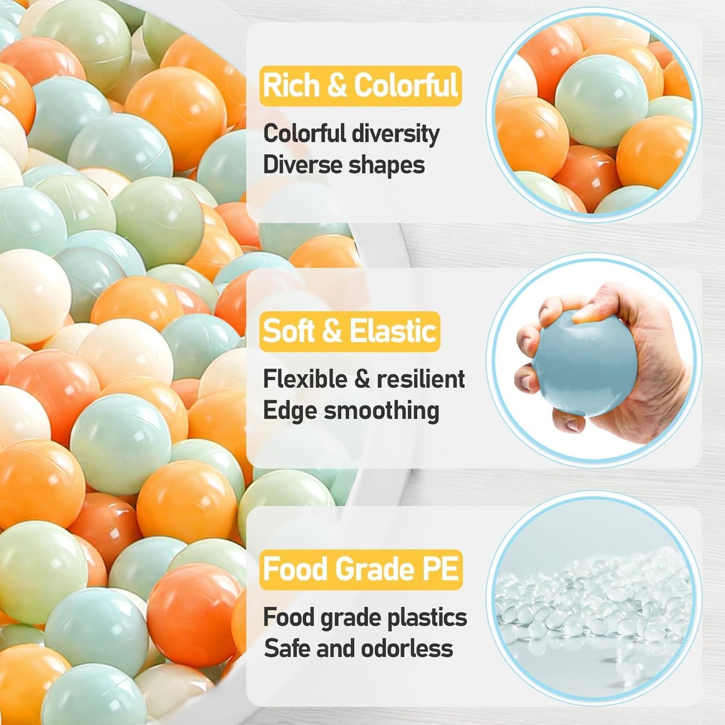 FHRILEK Ball Pit Balls – Safe Non-Toxic, 2.15-Inch, 50 Count, 5 Colors