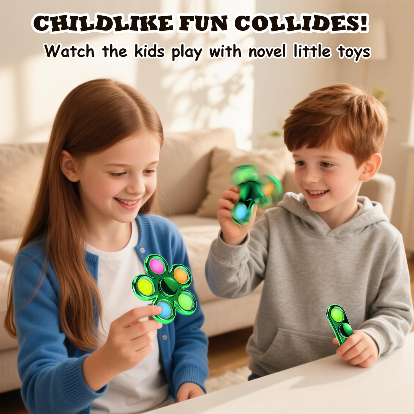 FIGROL 3-Pack Pop Fidget Spinner Green – Stress Relief & Sensory Toy for Kids & Adults
