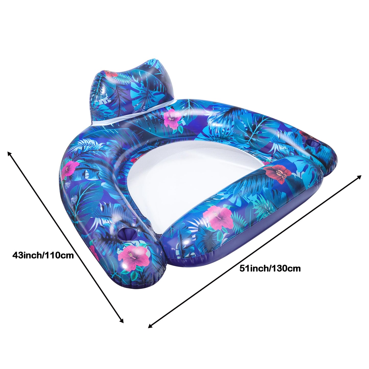 FindUWill 2 Pack Large Pool Chair Floats – Inflatable Pool Floats with Cup Holder & Headrest