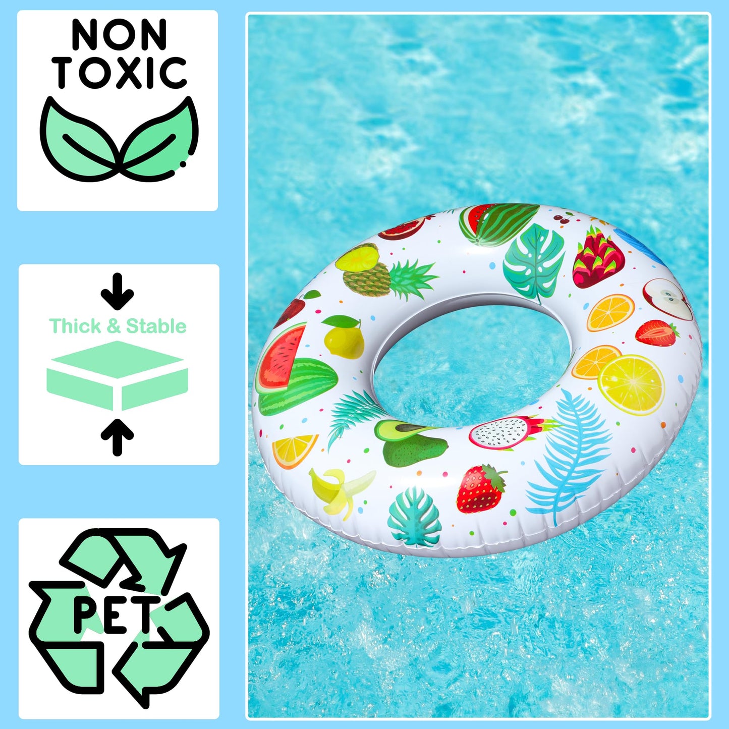 FindUWill 4 Pack Pool Floats + 2 Beach Balls | Inflatable Pool Toys