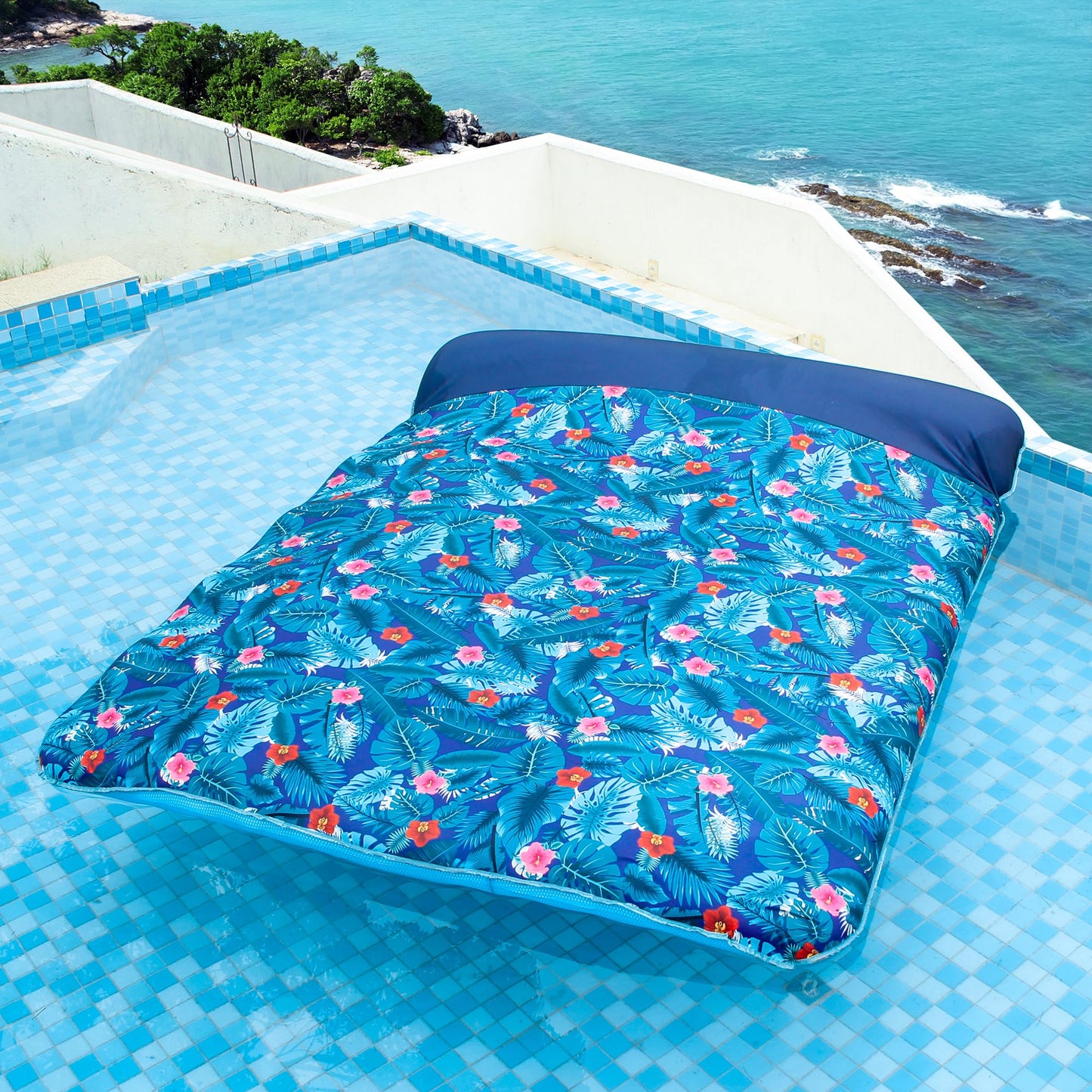 FindUWill Ultra Comfort Pool Float - 77'' Double-Size Fabric Covered Lounger with Pillow