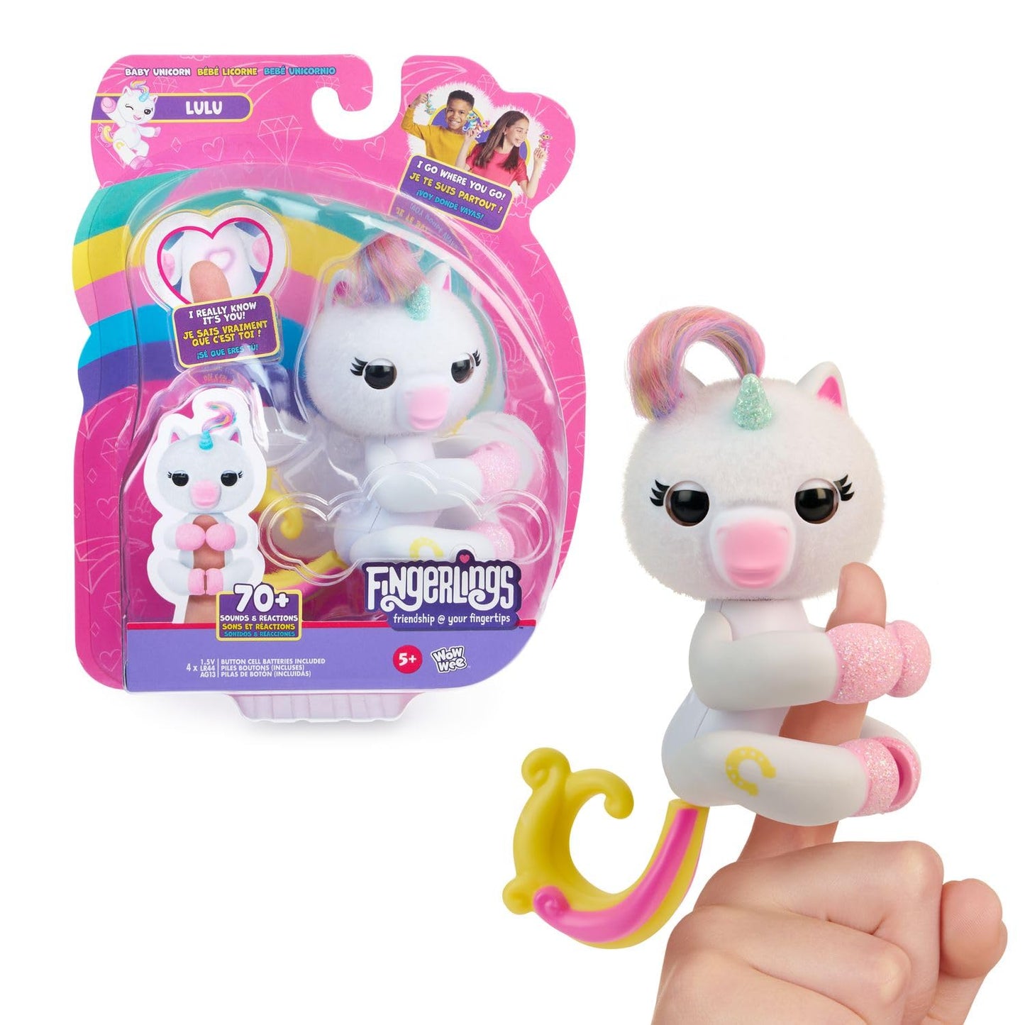 Fingerlings Lulu: Interactive Baby Unicorn on Your Finger - 70+ Sounds (White)