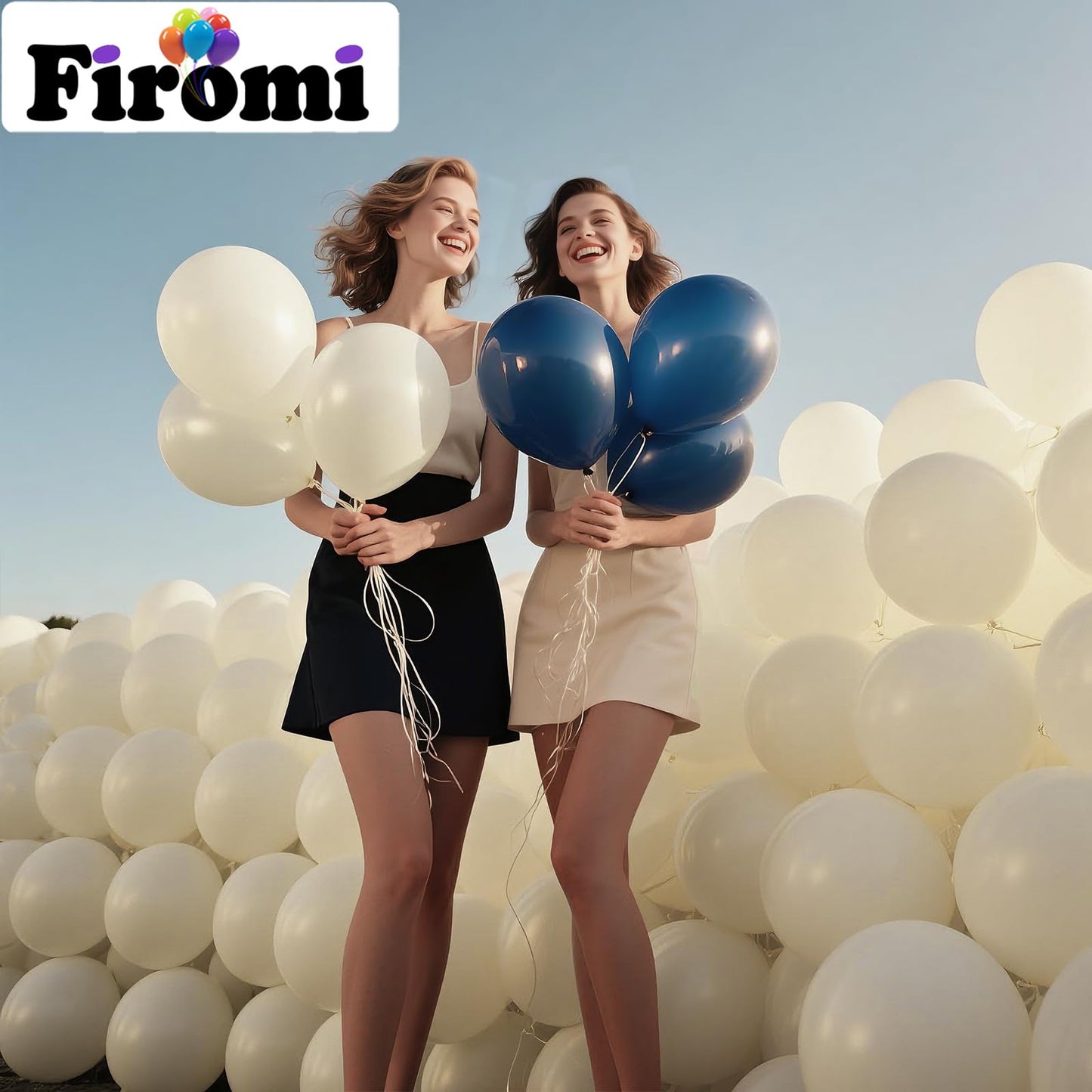 Firomi Beige Balloons 12in – 100 Pack Thickened Latex (3 Ribbons)