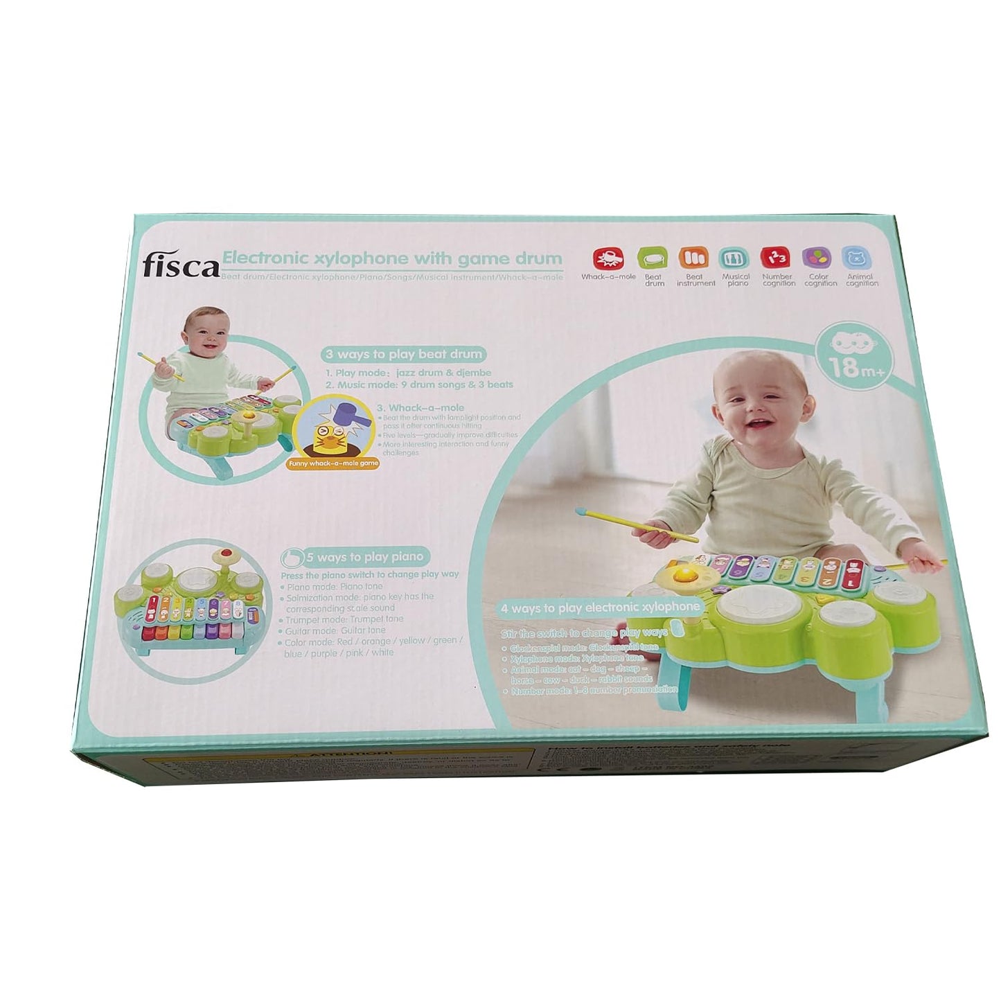 Fisca 3-in-1 Musical Instruments Toy | Piano, Drum & Xylophone for Toddlers