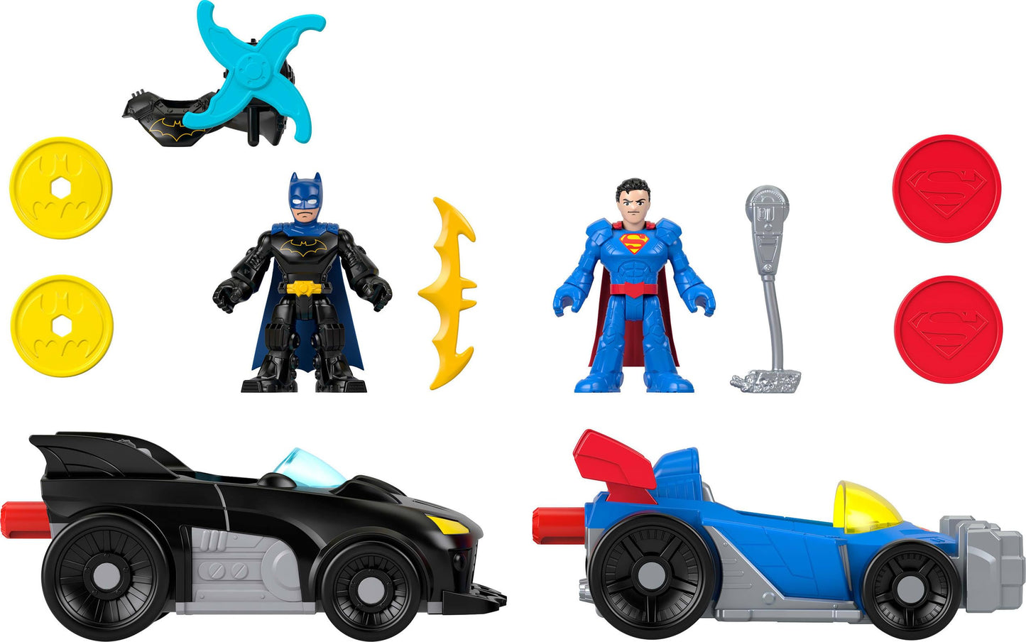 Fisher-Price Imaginext DC Metal Force Batmobile & Supermobile Playset