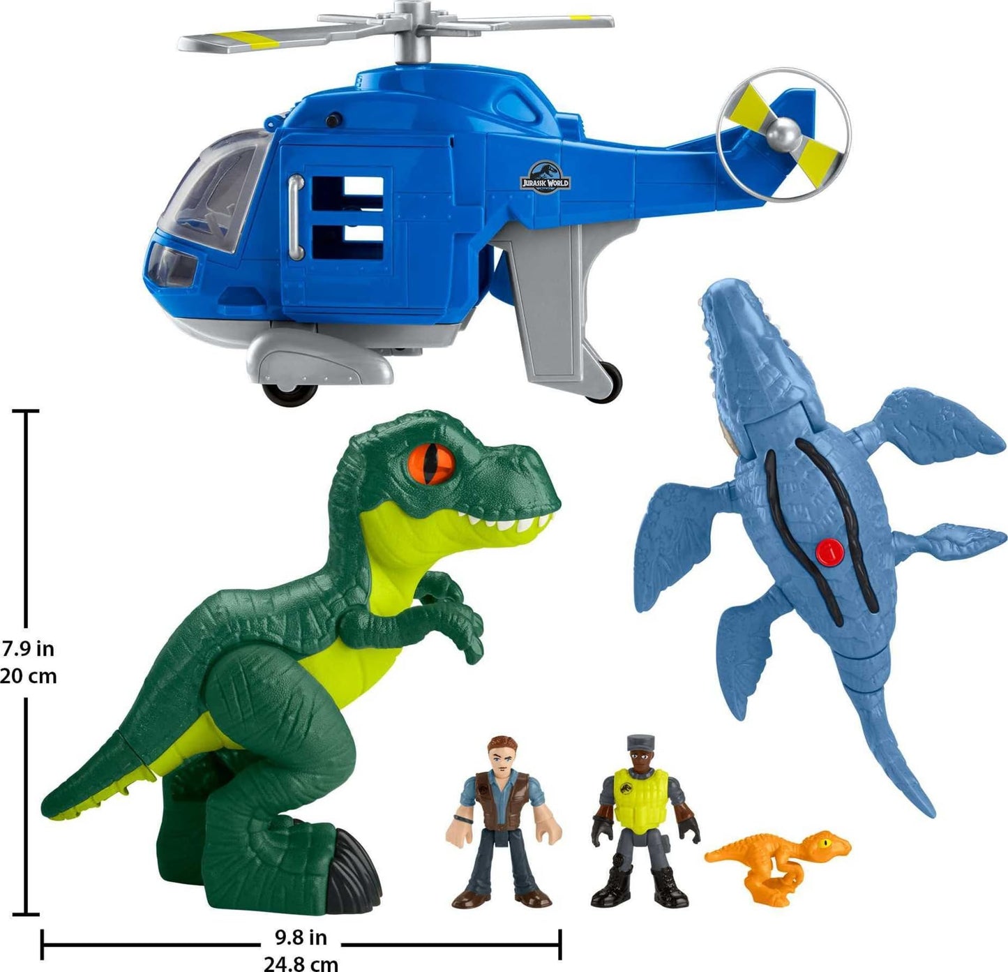 Fisher-Price Imaginext Jurassic World Dino Chopper with Owen Grady – 3 Dinosaurs & Helicopter for Preschool Play