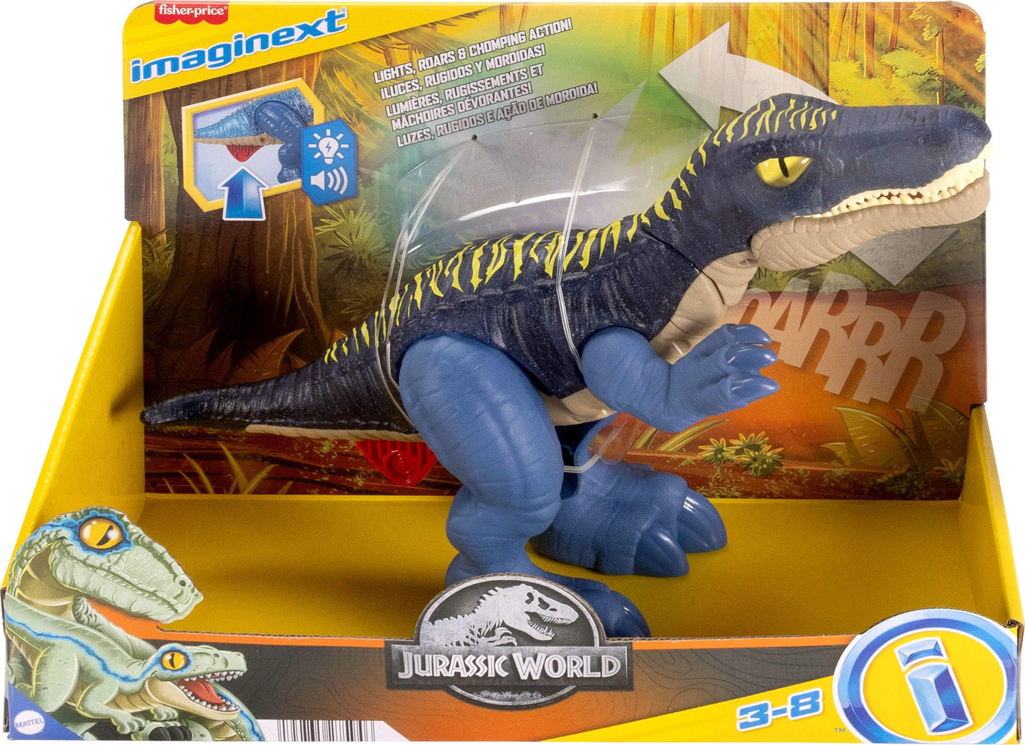 Fisher-Price Imaginext Jurassic World Growl & Glow Baryonyx – Lights, Sounds & Chomping Action (Ages 3+)