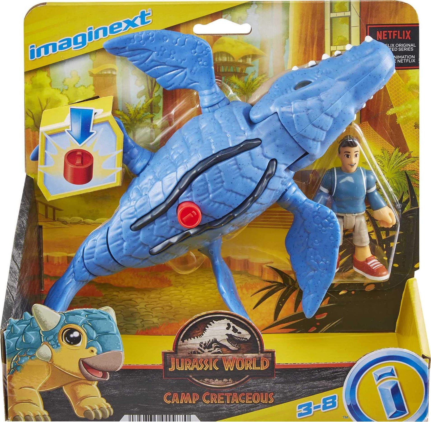 Fisher-Price Imaginext Jurassic World Mosasaurus & Kenji Figure Set | Pretend Play Toy for Ages 3-8