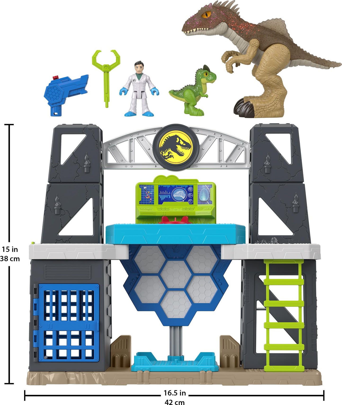 Fisher-Price Imaginext Jurassic World Scan & Glow Dino Playset – Lights, Sounds & Dr. Wu Figure | Ages 3+