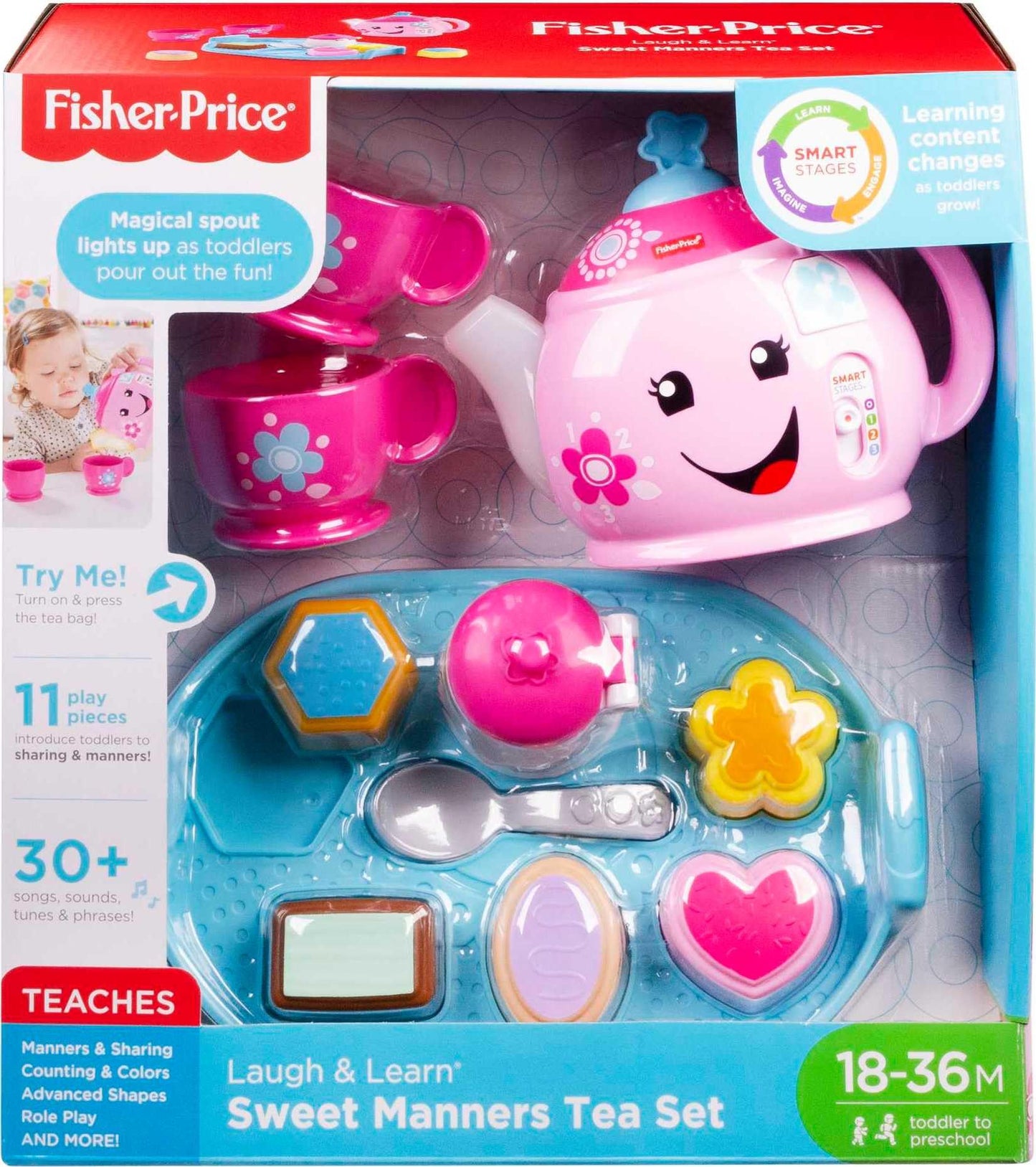 Fisher-Price Laugh & Learn Sweet Manners Tea Set — Lights, Music & 3 Smart Stages