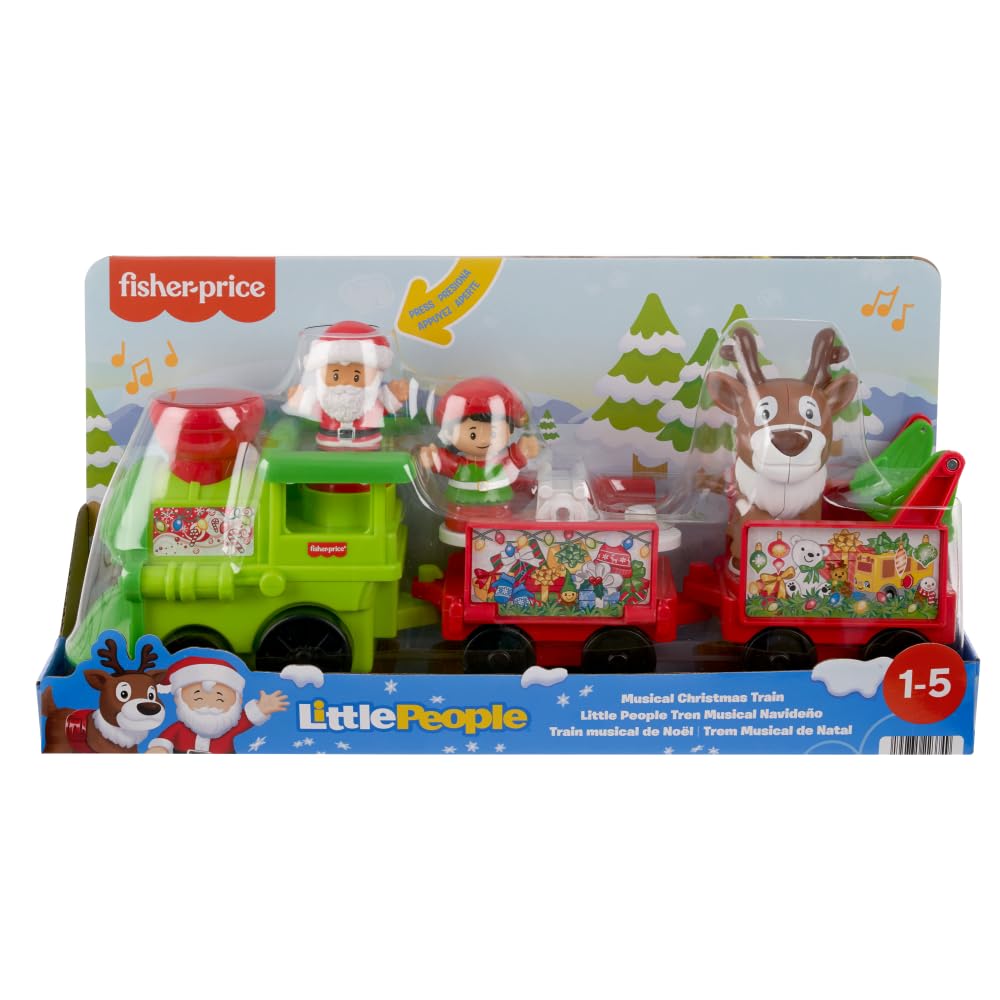 Fisher-Price Little People Musical Christmas Train with Santa, Elf & Reindeer | Toddler Pretend Play 1+