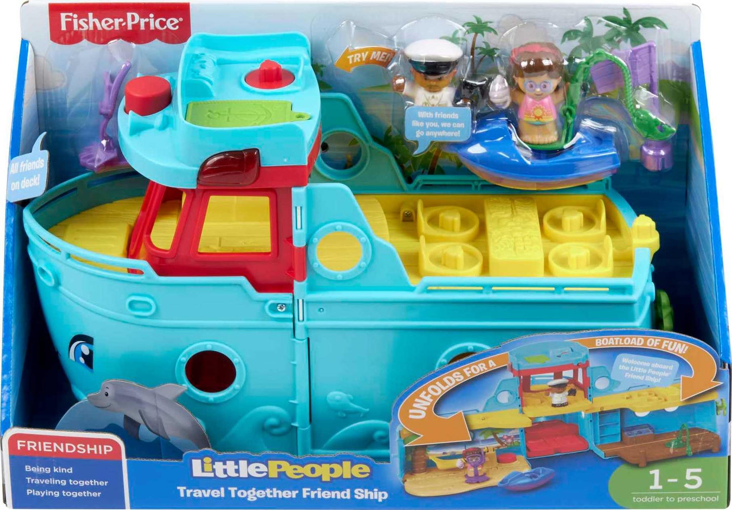 Fisher-Price Little People Travel Together Friend Ship – 2-in-1 Toddler Playset