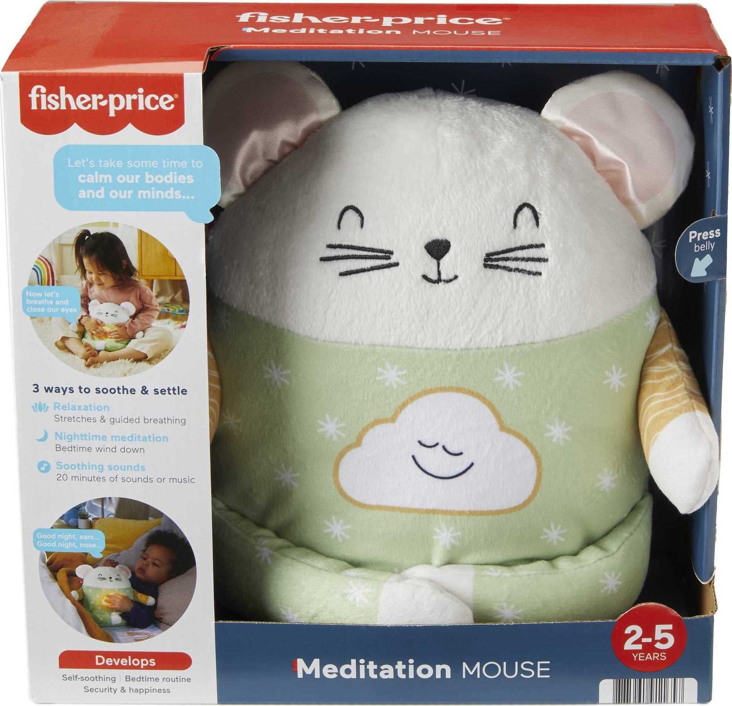Fisher-Price Toddler Meditation Mouse – Mindfulness Plush with Guided Relaxation, Lights & Music